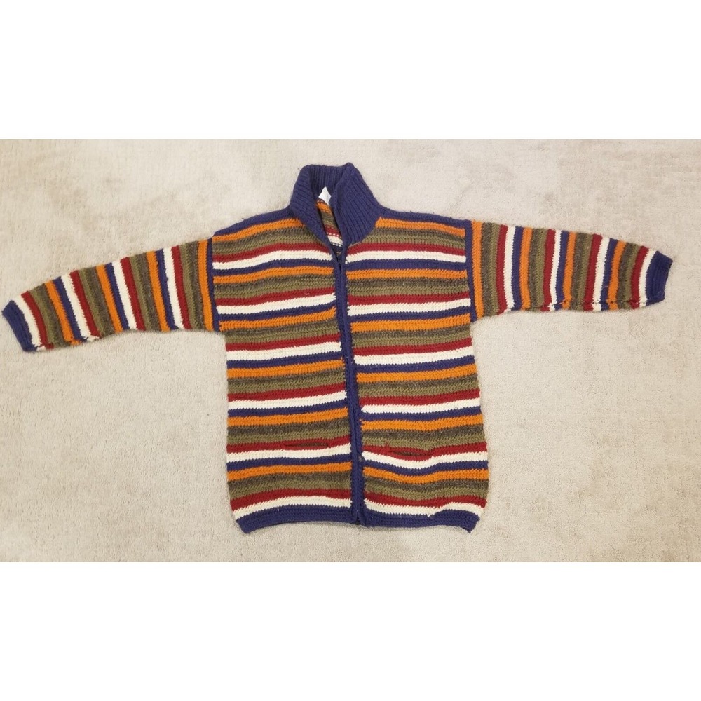 Hand Crafts South American Native Crafts Handmade OOAK Full Zip Wool Sweater